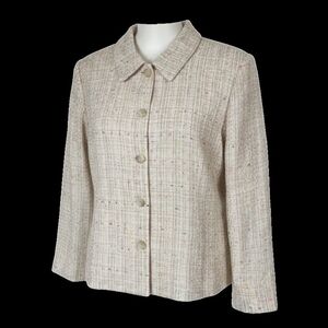 Briggs Beige Multi Women's Tweed Blazer Lined Size 2X
